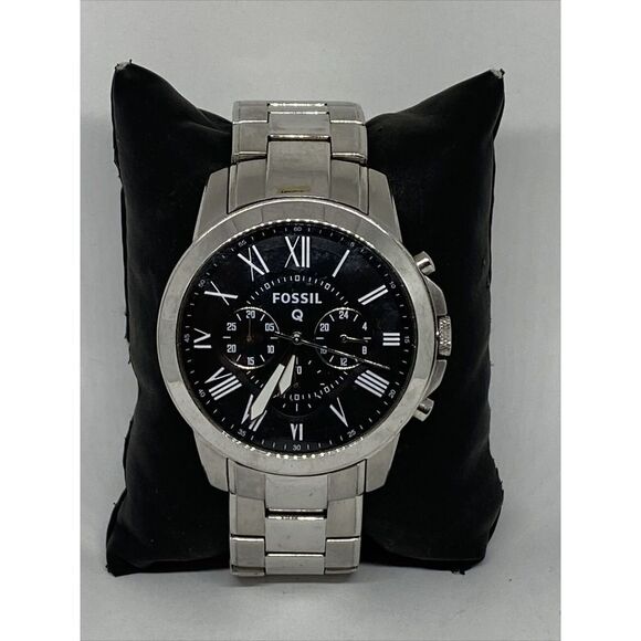 Fossil NDW1 Men's Silver Stainless Steel Analog Black Dial Quartz Watch UC63 - Picture 3 of 12